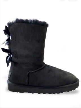 UGG Bailey Bow II Black Suede Boots